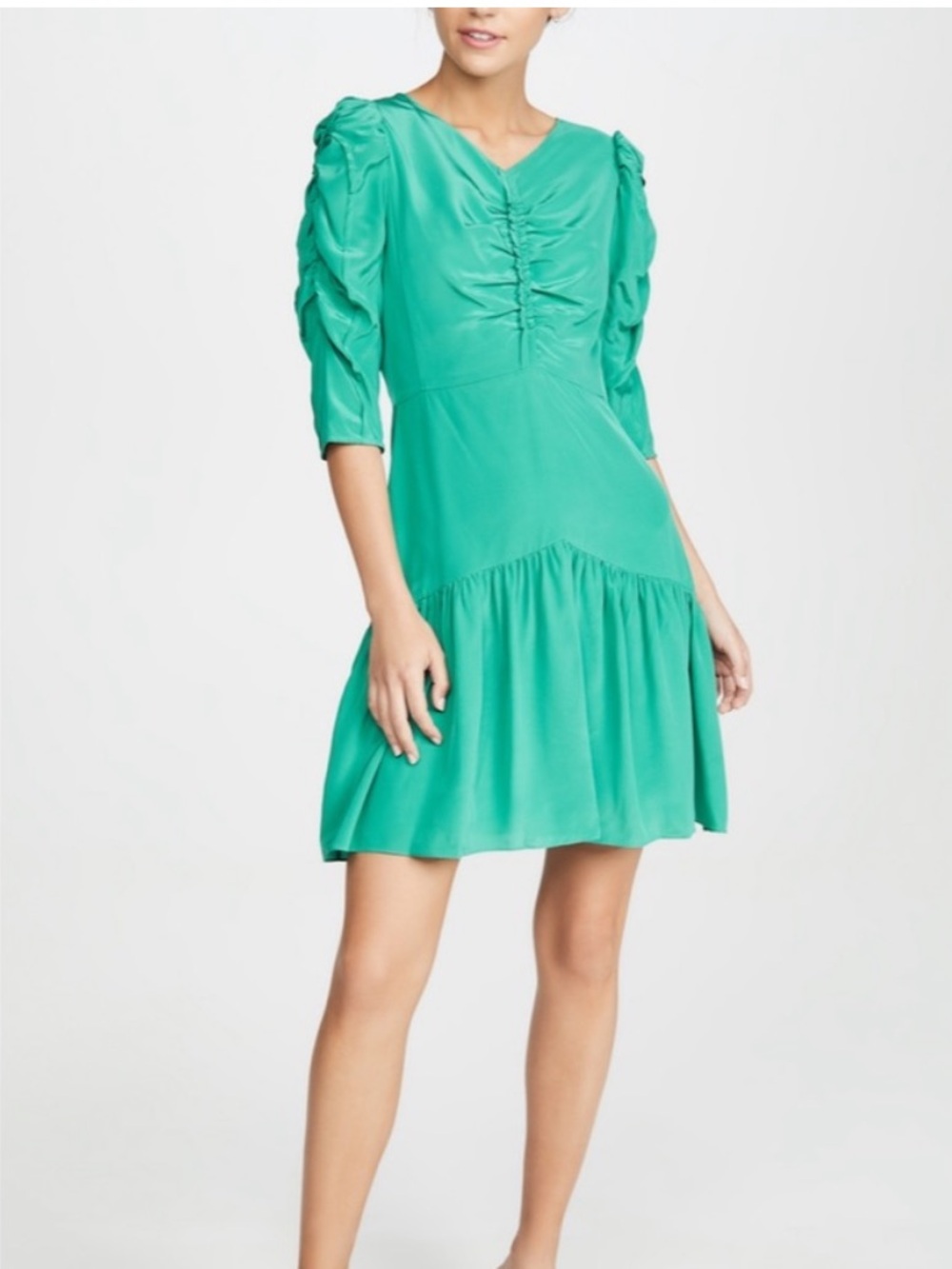 NWT Rebecca Taylor 100% Silk Ruched Mini Dress | Size 0